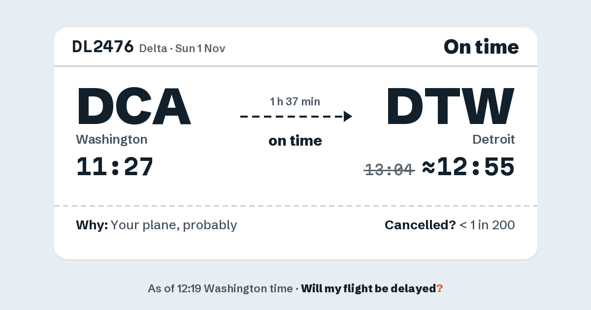 Link preview: DL2476 lands about 12:55