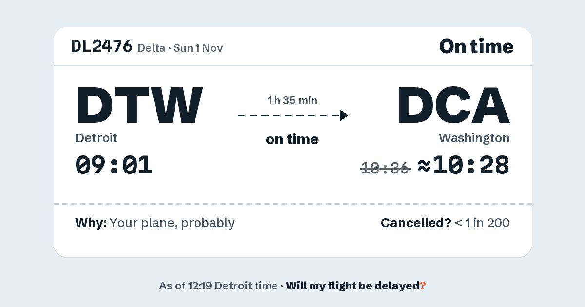 Link preview: DL2476 lands about 10:28