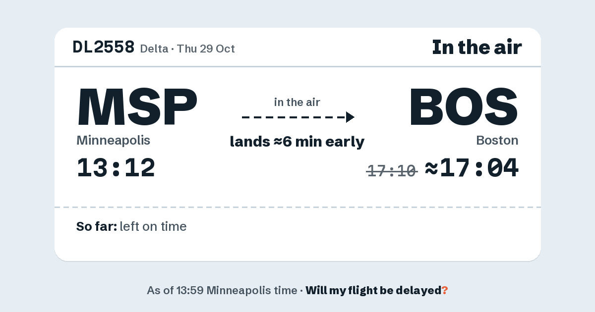 Link preview: DL2558 lands about 17:04