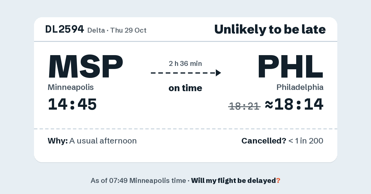 Link preview: DL2594 lands about 18:14