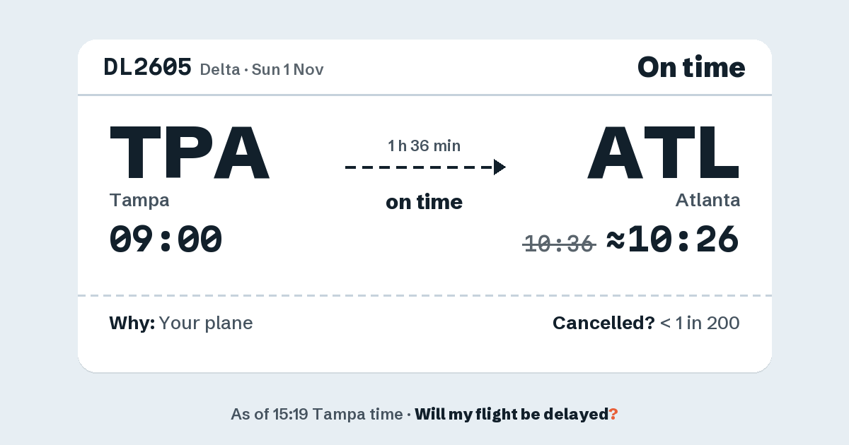 Link preview: DL2605 lands about 10:26