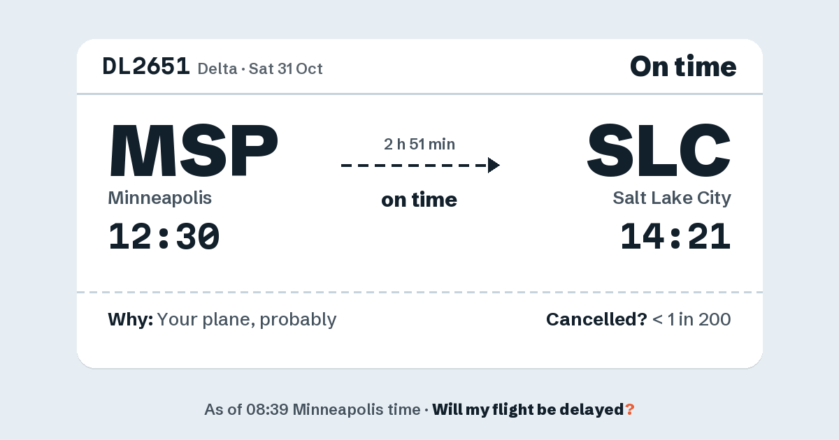 Link preview: DL2651 lands about 14:18