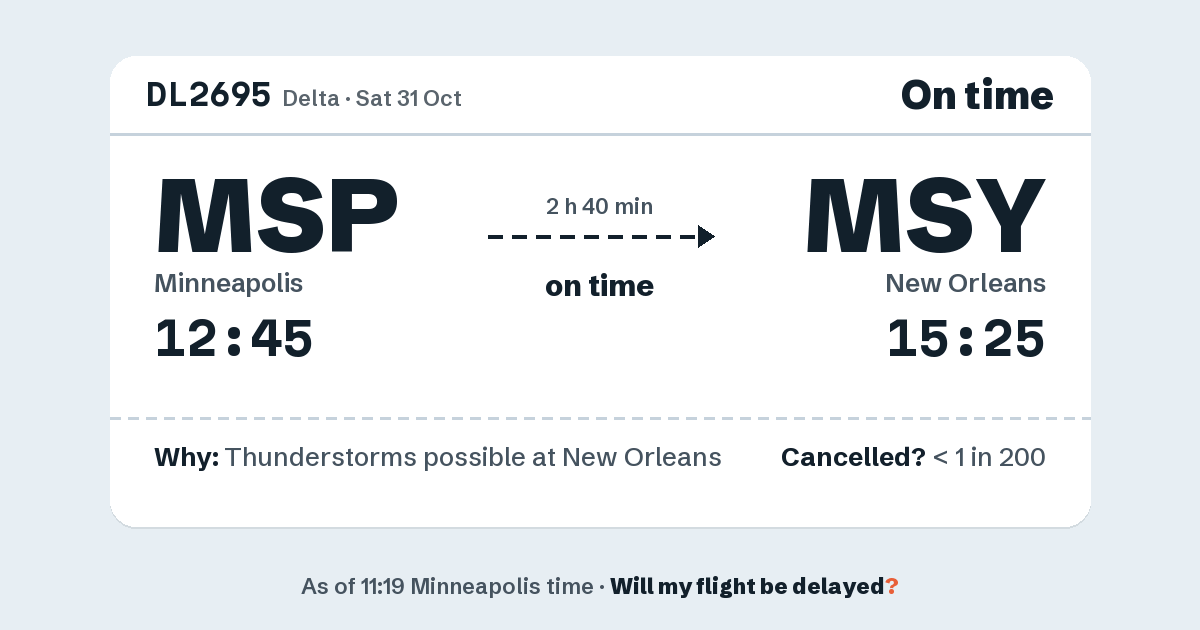 Link preview: DL2695 lands about 15:23