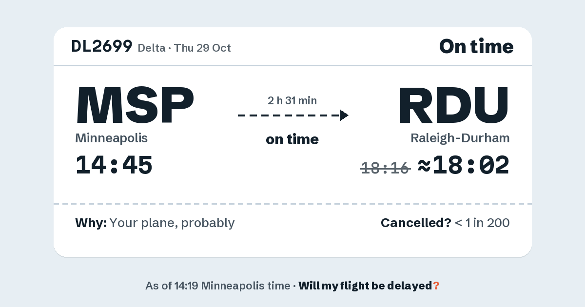Link preview: DL2699 lands about 18:02
