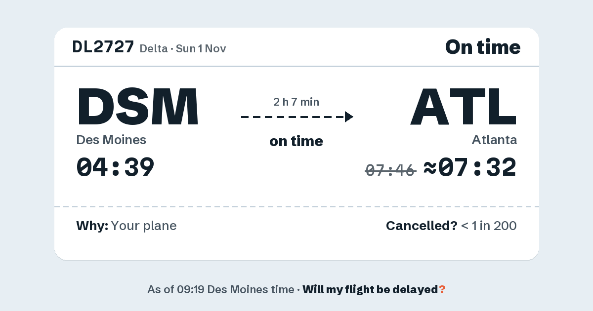Link preview: DL2727 lands about 07:32