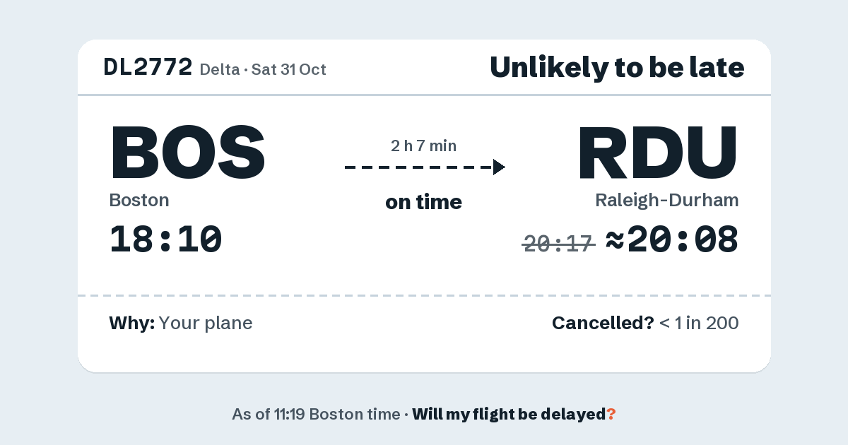 Link preview: DL2772 lands about 20:08