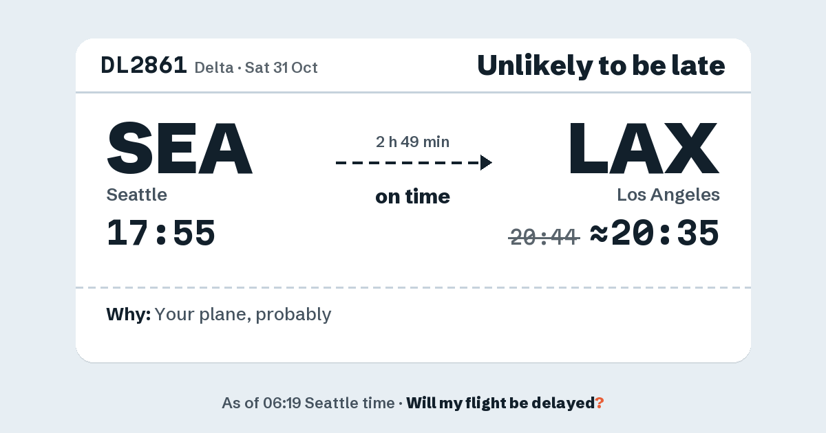 Link preview: DL2861 lands about 20:35