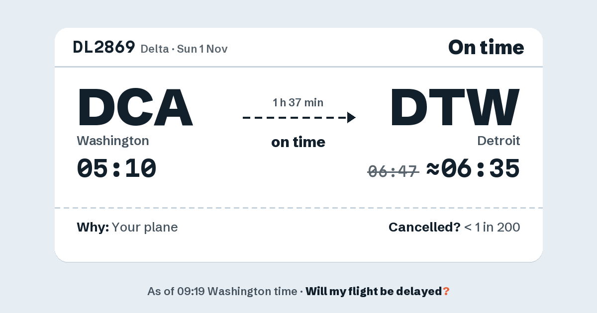 Link preview: DL2869 lands about 06:35
