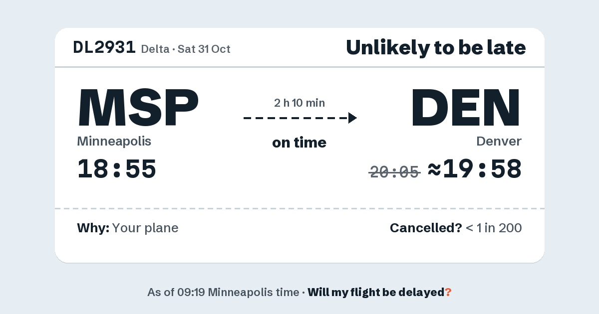 Link preview: DL2931 lands about 19:58