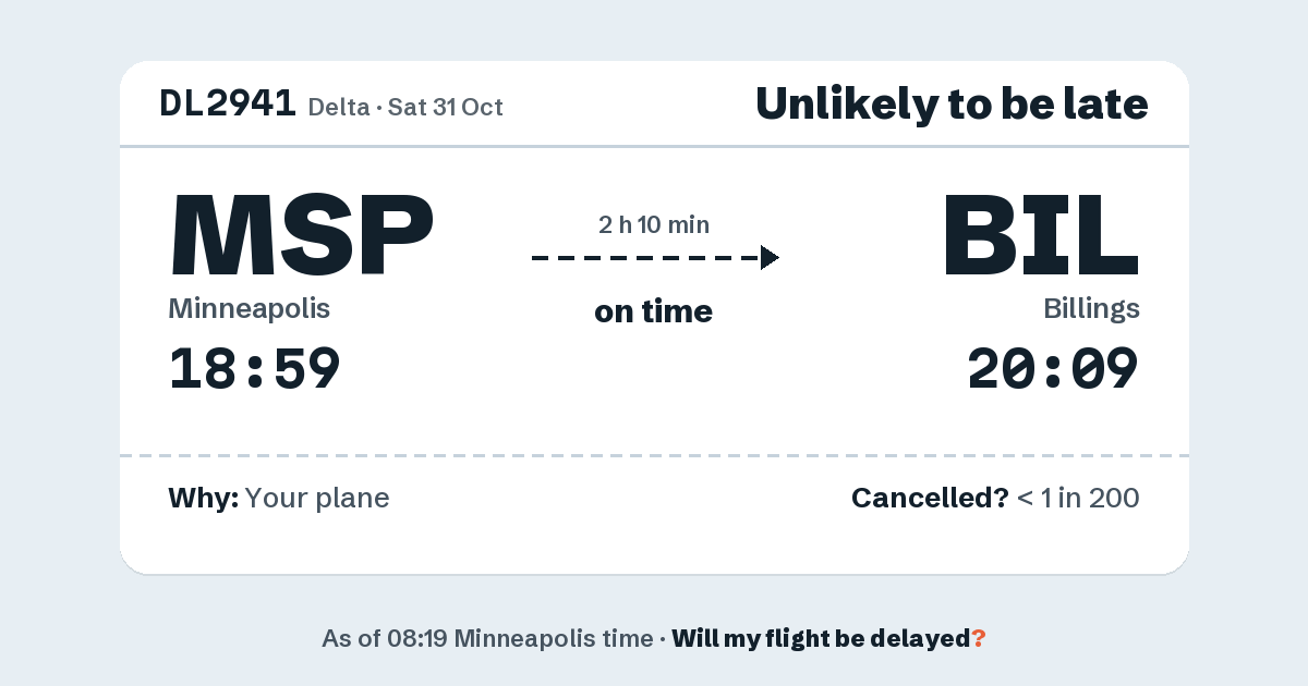 Link preview: DL2941 lands about 20:09