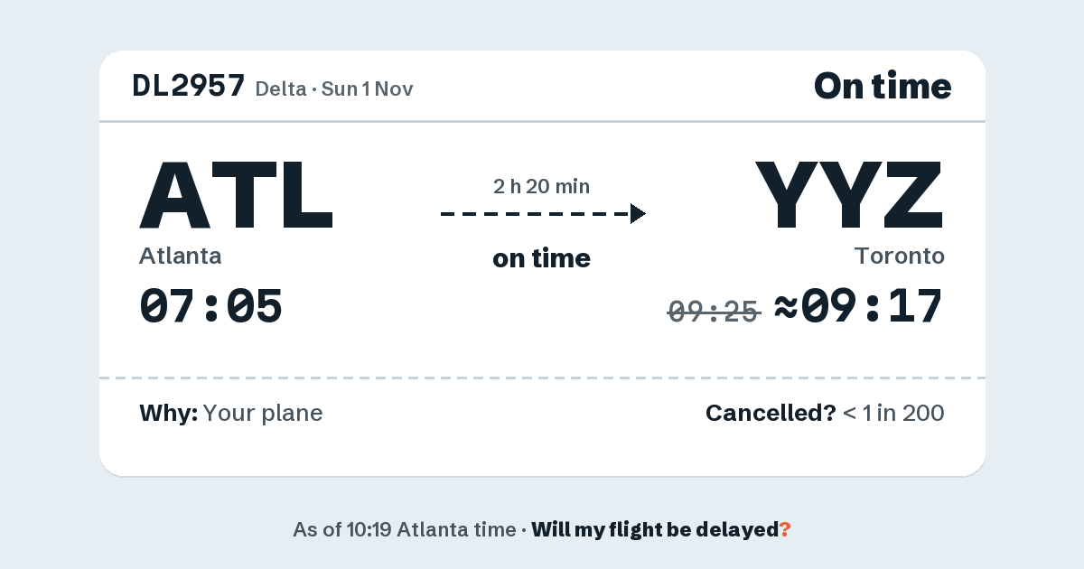 Link preview: DL2957 lands about 09:17
