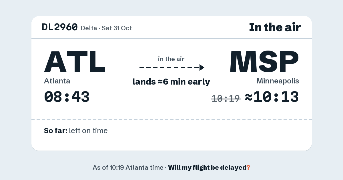Link preview: DL2960 lands about 10:13