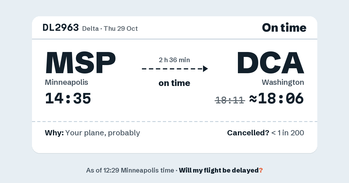 Link preview: DL2963 lands about 18:06