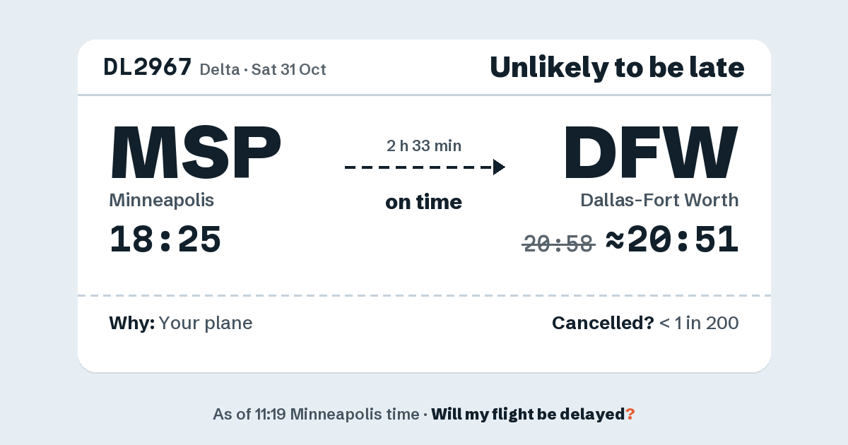 Link preview: DL2967 lands about 20:51