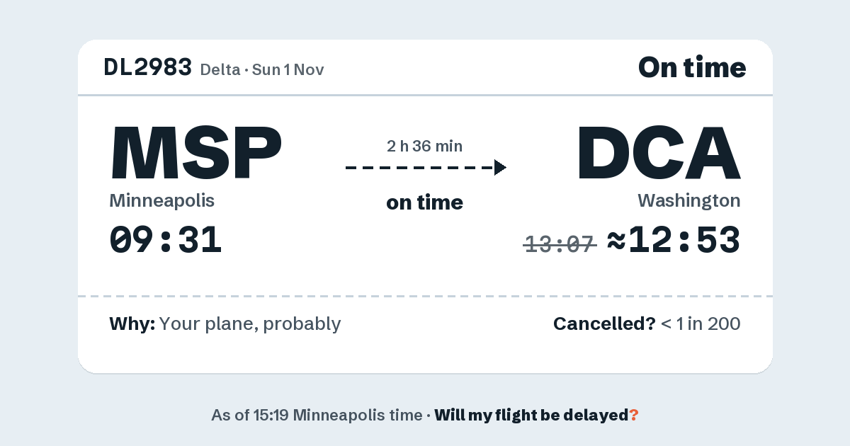 Link preview: DL2983 lands about 12:53