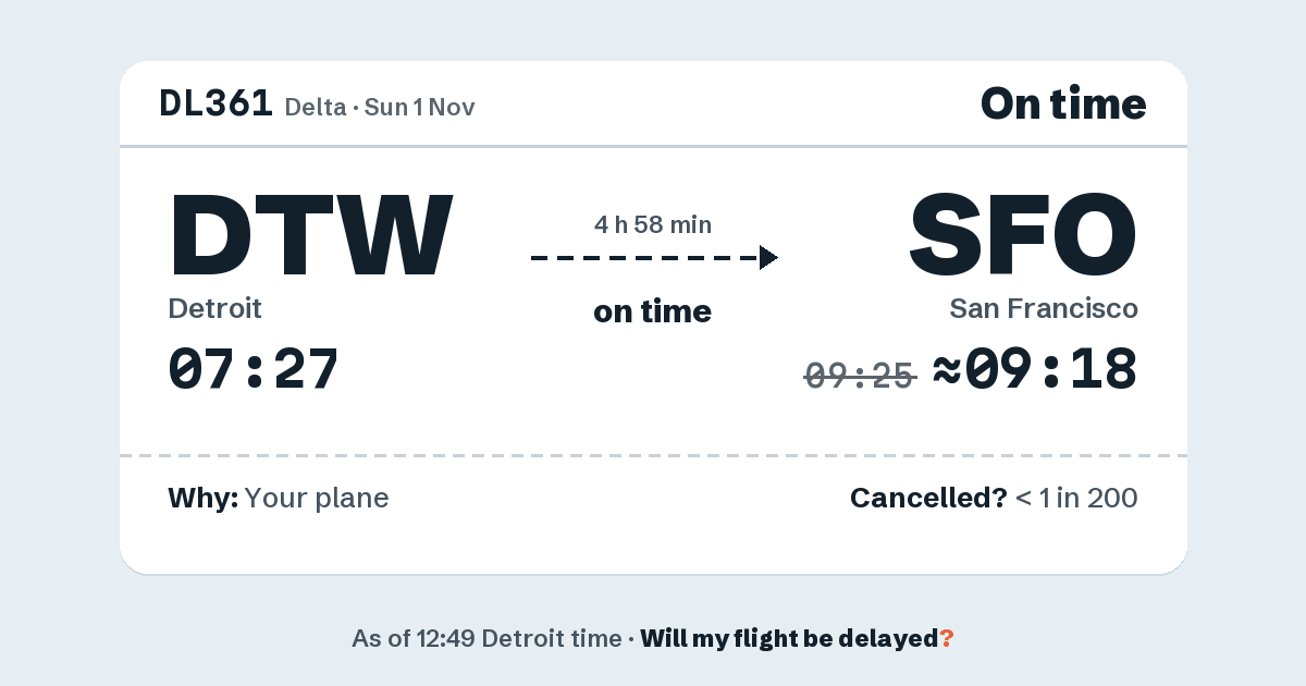 Link preview: DL361 lands about 09:18