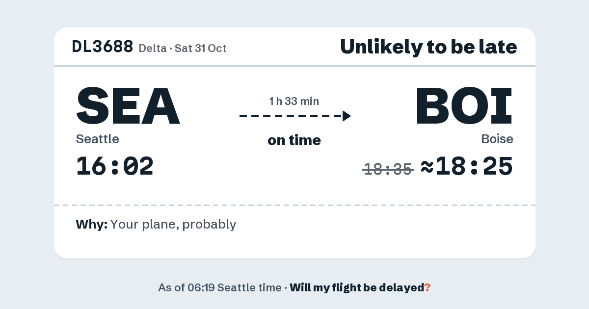 Link preview: DL3688 lands about 18:25
