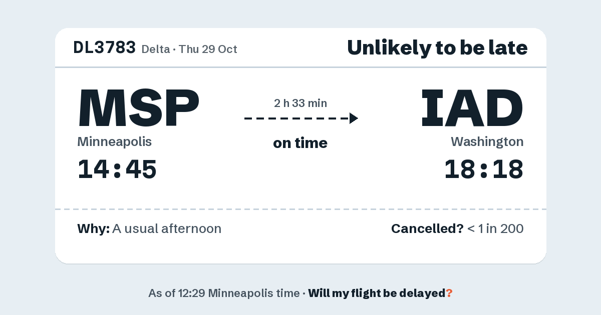 Link preview: DL3783 lands about 18:16