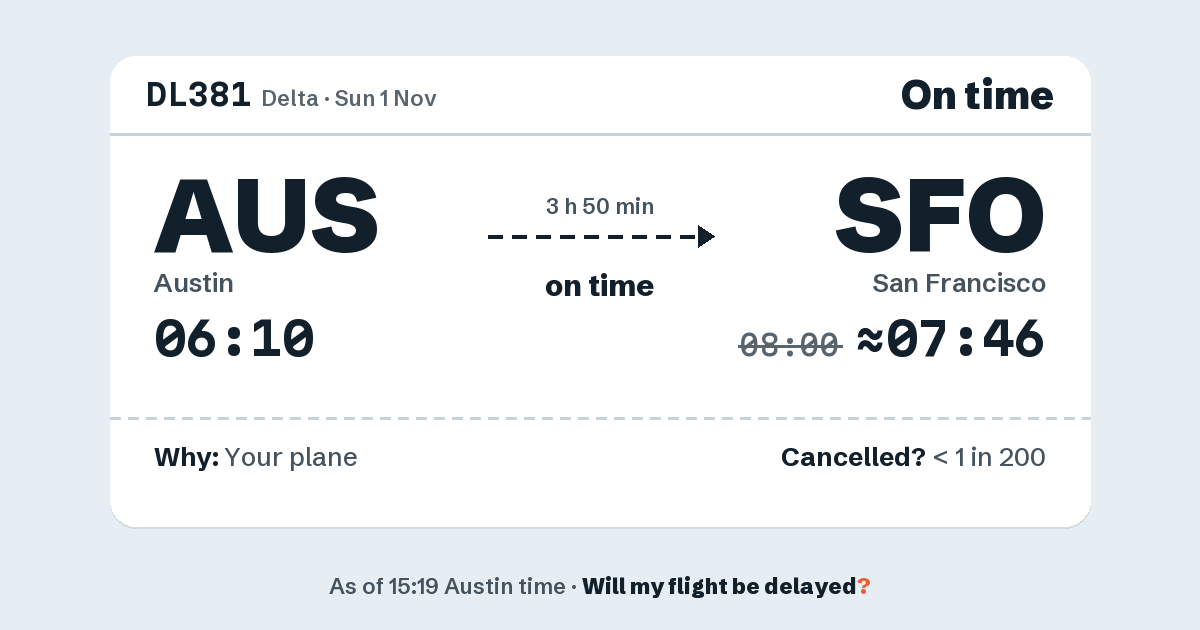 Link preview: DL381 lands about 07:46