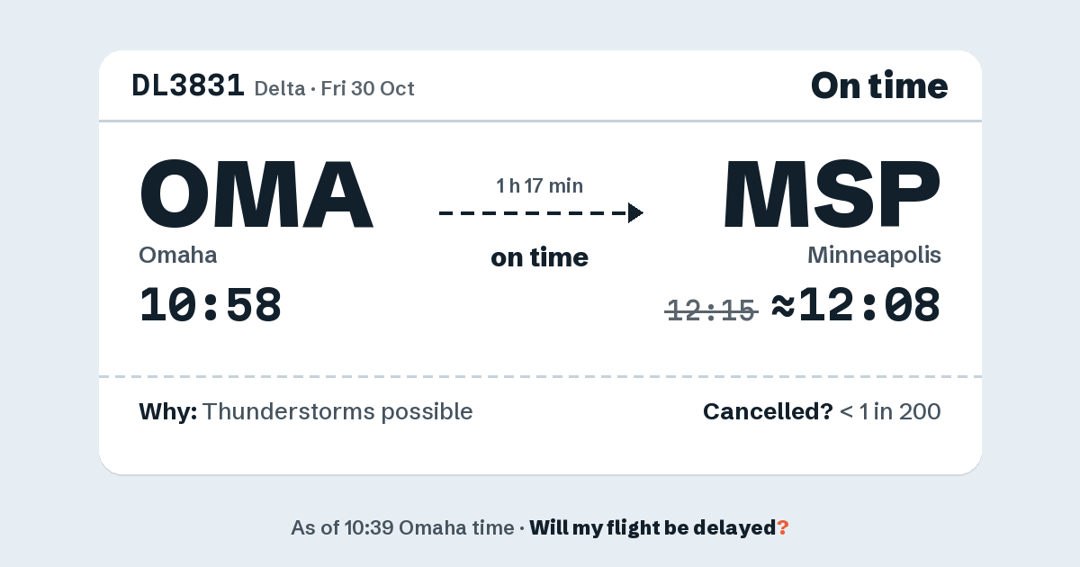 Link preview: DL3831 lands about 12:08
