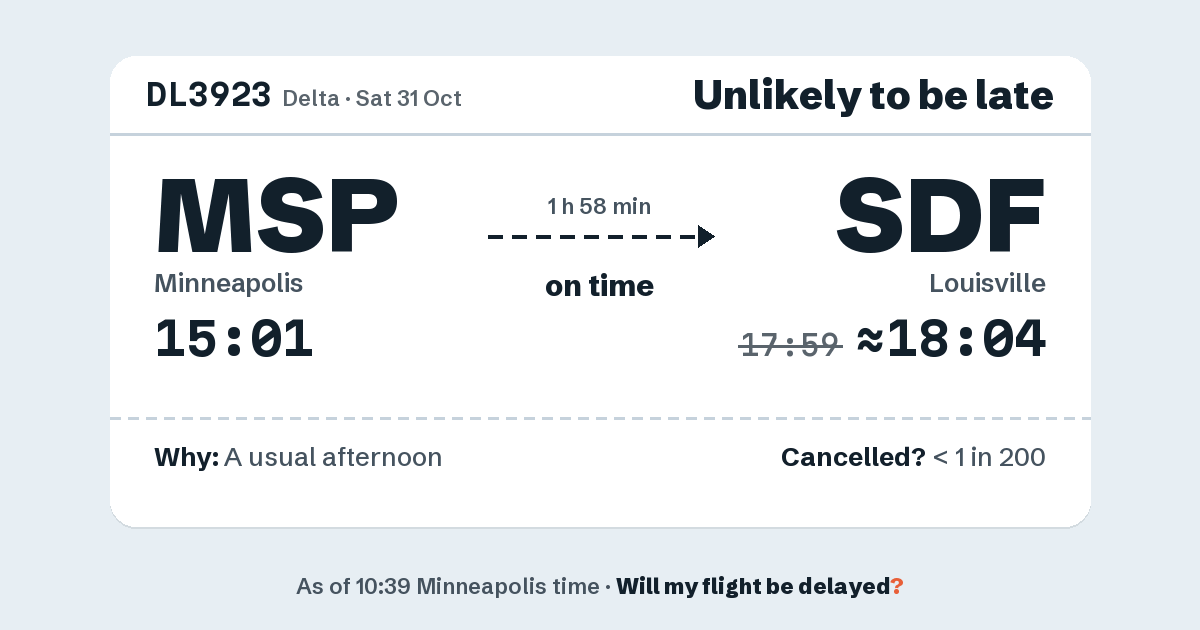 Link preview: DL3923 lands about 18:04