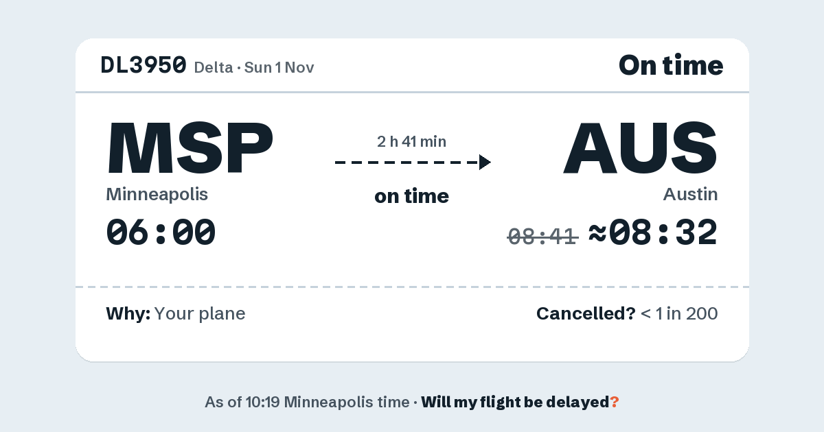 Link preview: DL3950 lands about 08:32