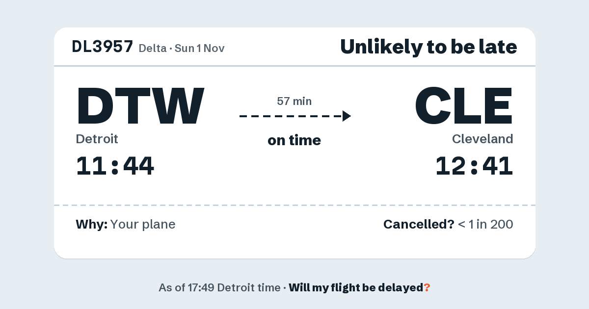 Link preview: DL3957 lands about 12:40