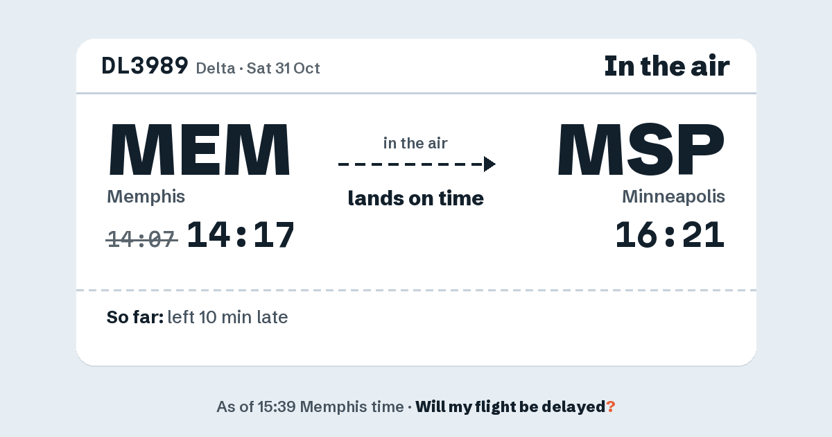 Link preview: DL3989 lands about 16:25