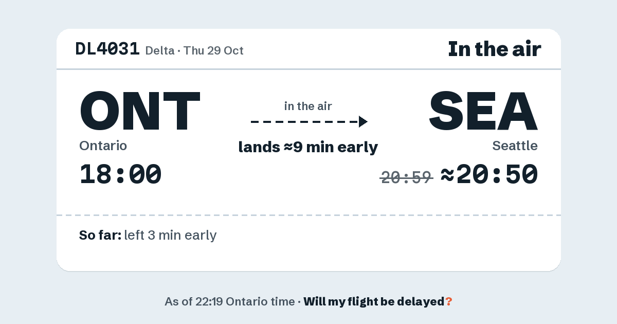 Link preview: DL4031 lands about 20:50