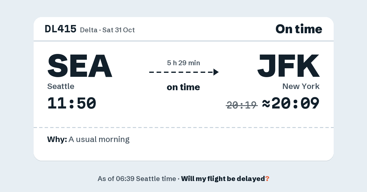 Link preview: DL415 lands about 20:09
