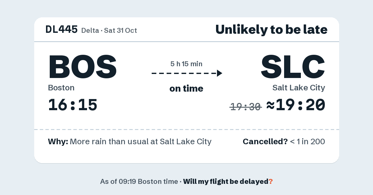 Link preview: DL445 lands about 19:20