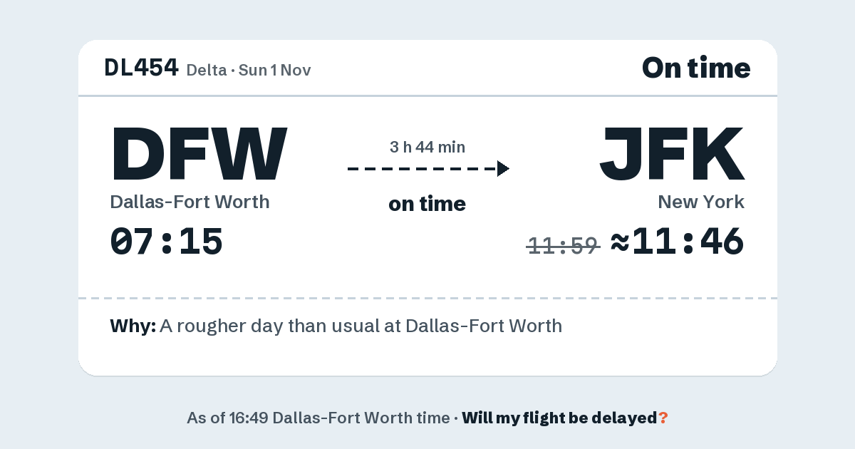 Link preview: DL454 lands about 11:46