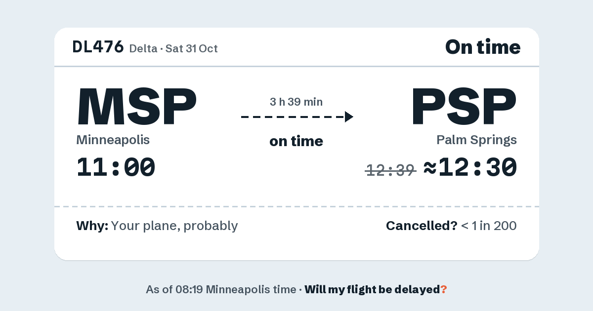 Link preview: DL476 lands about 12:30