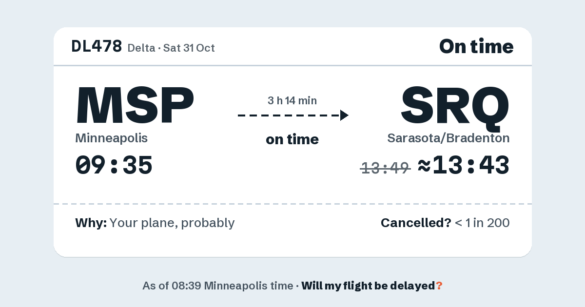 Link preview: DL478 lands about 13:43