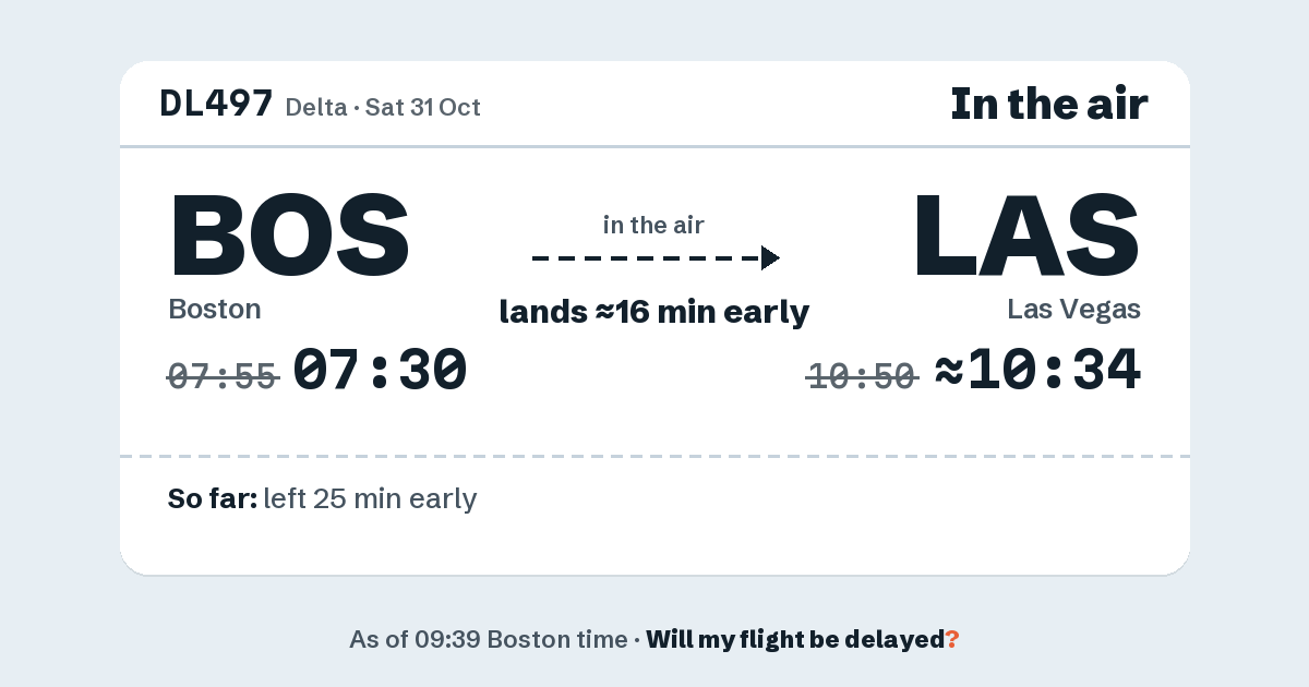 Link preview: DL497 lands about 10:34