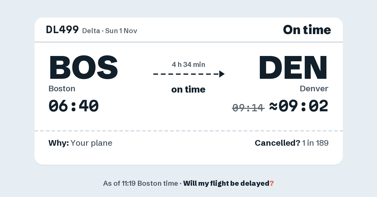 Link preview: DL499 lands about 09:02