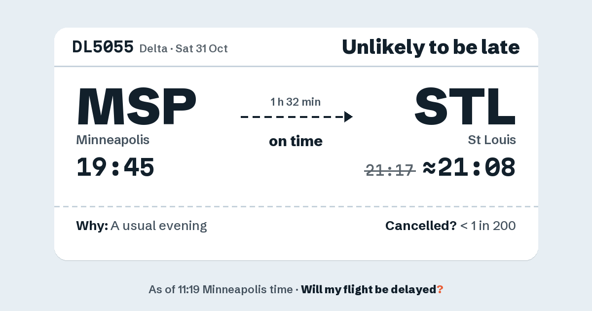 Link preview: DL5055 lands about 21:08