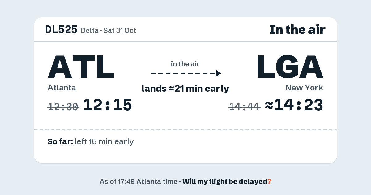 Link preview: DL525 lands about 14:23