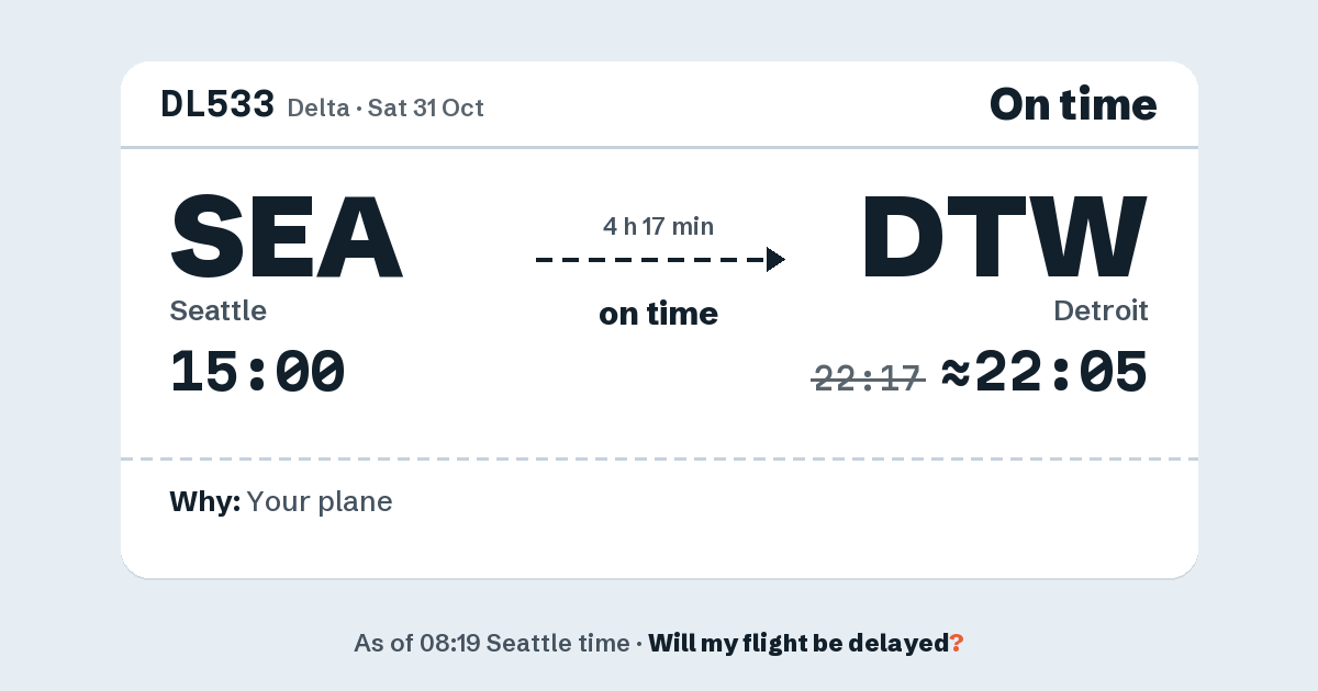 Link preview: DL533 lands about 22:05