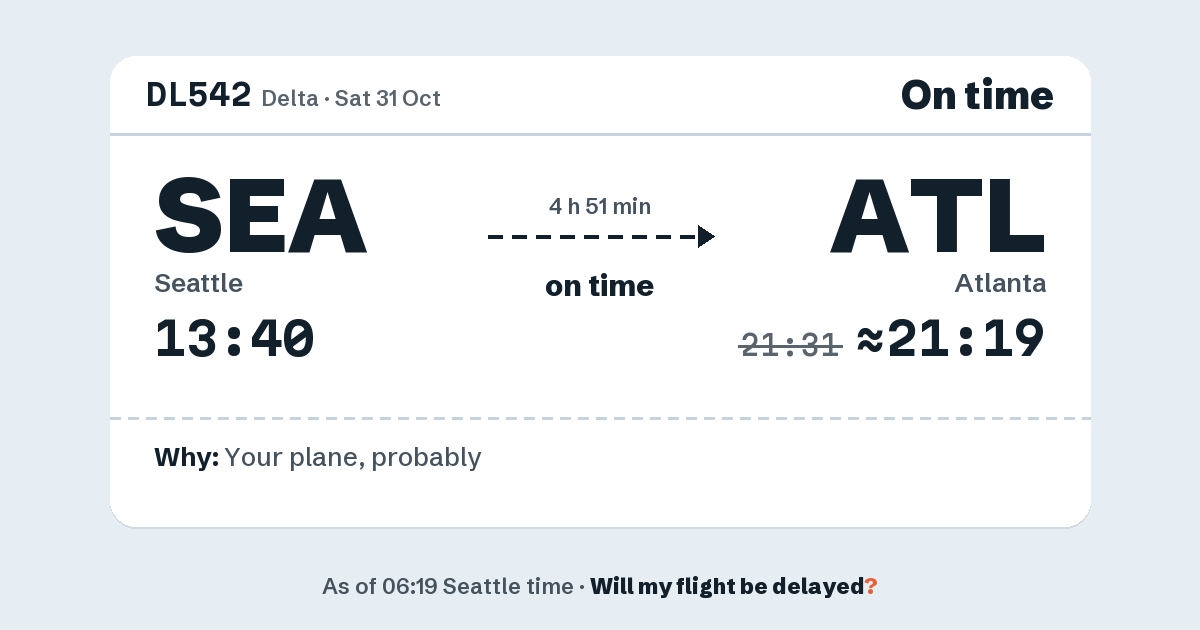 Link preview: DL542 lands about 21:19