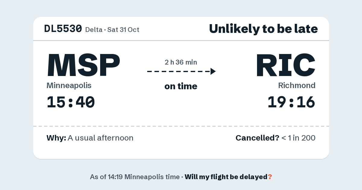 Link preview: DL5530 lands about 19:15