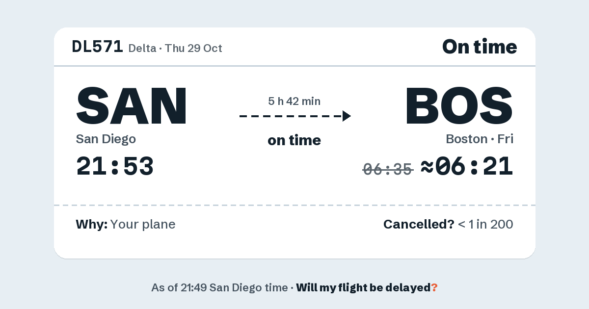 Link preview: DL571 lands about 06:21