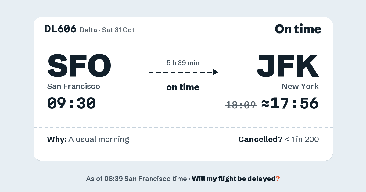 Link preview: DL606 lands about 17:56