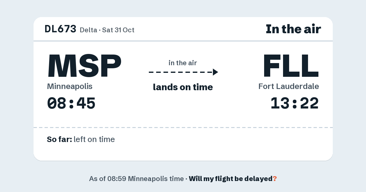 Link preview: DL673 lands about 13:20