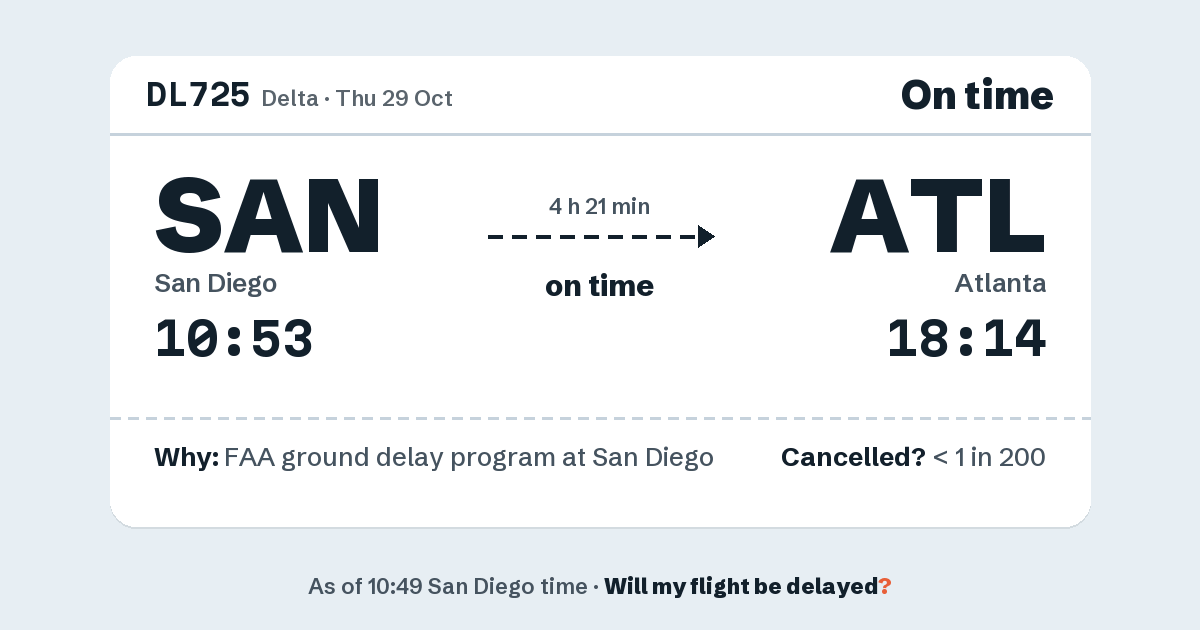 Link preview: DL725 lands about 18:10