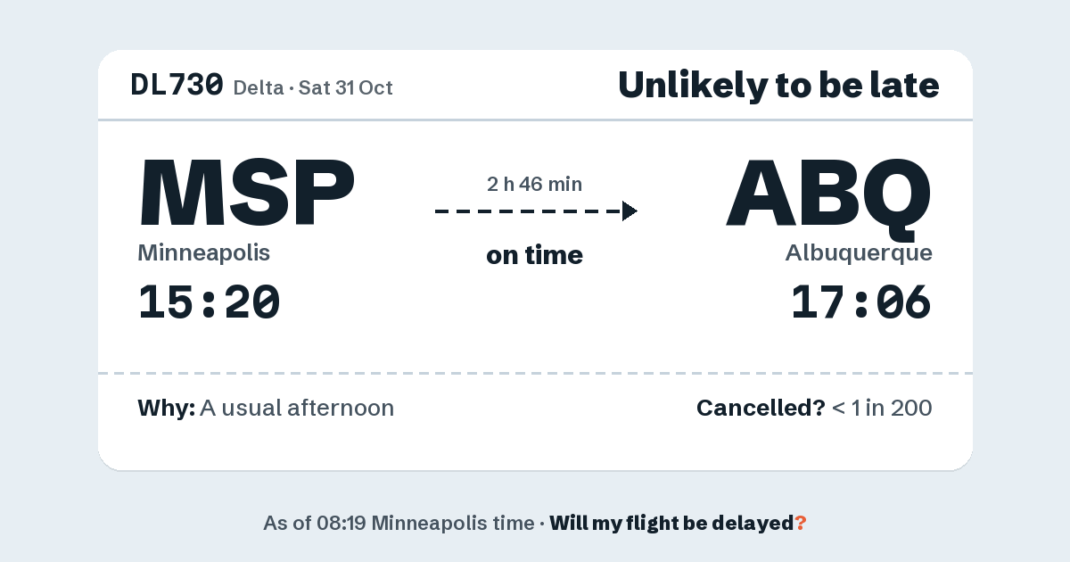 Link preview: DL730 lands about 17:06