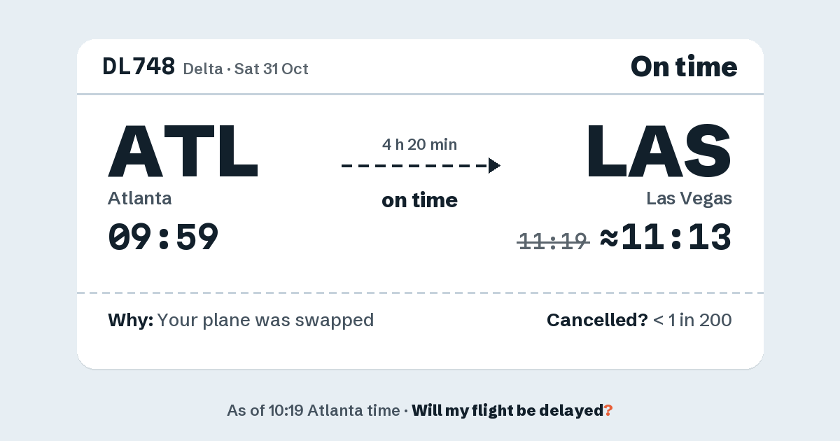 Link preview: DL748 lands about 11:13