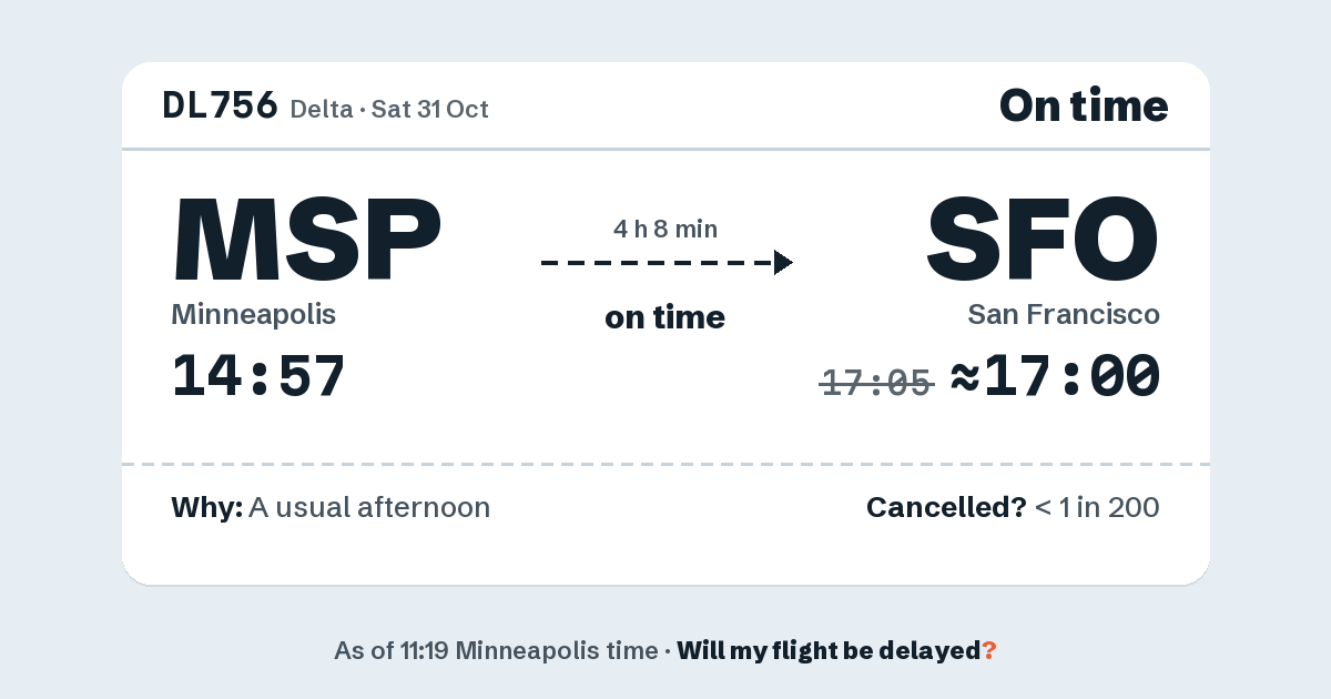 Link preview: DL756 lands about 17:00