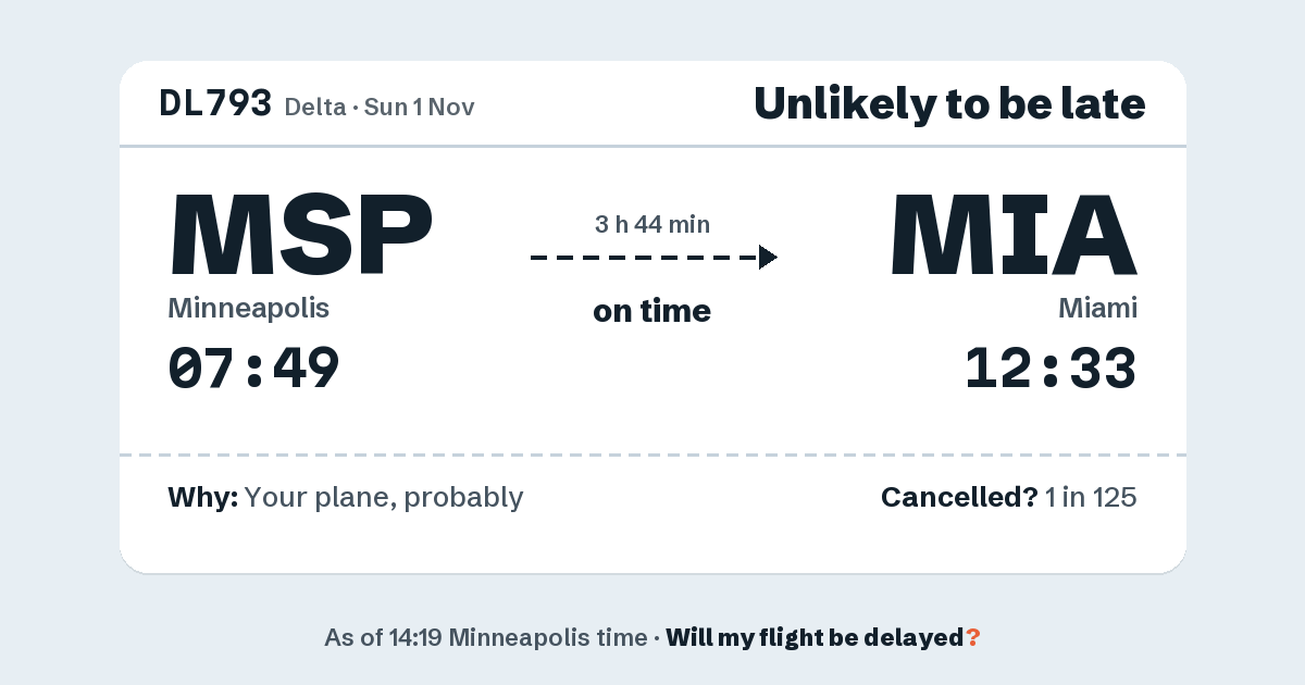Link preview: DL793 lands about 12:30