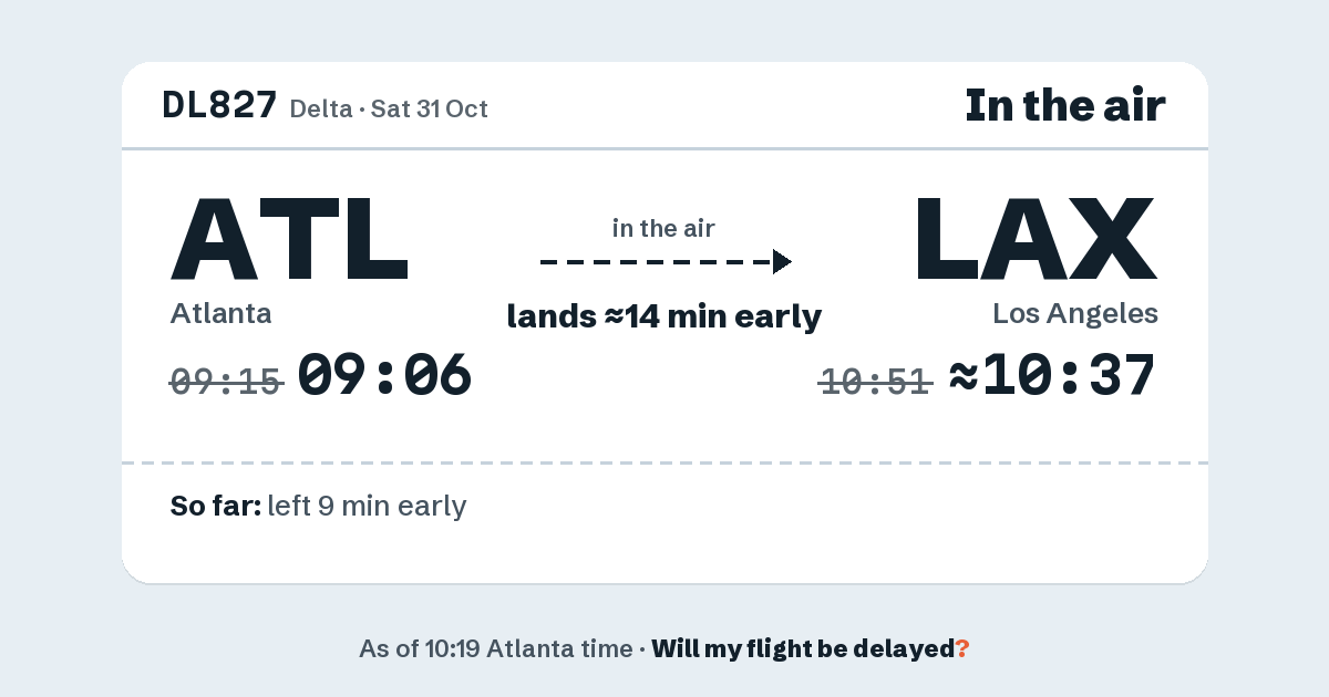 Link preview: DL827 lands about 10:37